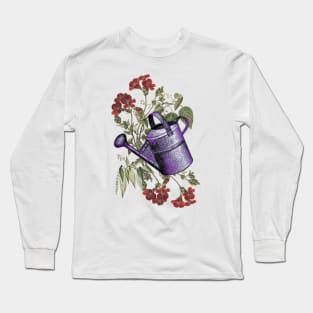 Floral with Watering Can Long Sleeve T-Shirt